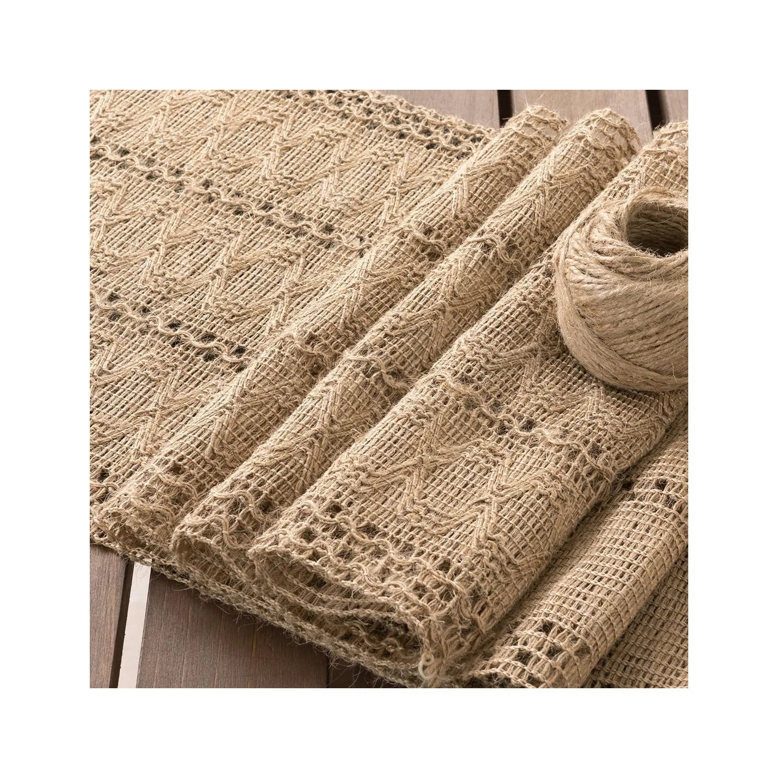 Boho Table Runner Easter Spring Farmhouse Burlap Jute Bamboo Rustic Dining Kitchen Centerpiece Decor Small Macrame Woven Coffee Table Runner for Dresser Scarf Home Decor 12X48 Inch