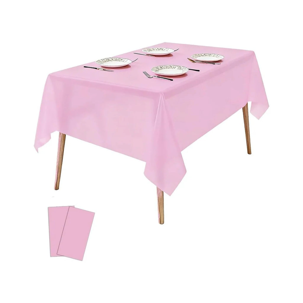 2 Pack Plastic Tablecloths Disposable Plastic Table Covers Cloths BBQ Picnic Birthday Wedding Parties Tablecloth Oil-Proof Waterproof Table Cloth Light Weight Thin Pink Cover 54 X 108 In