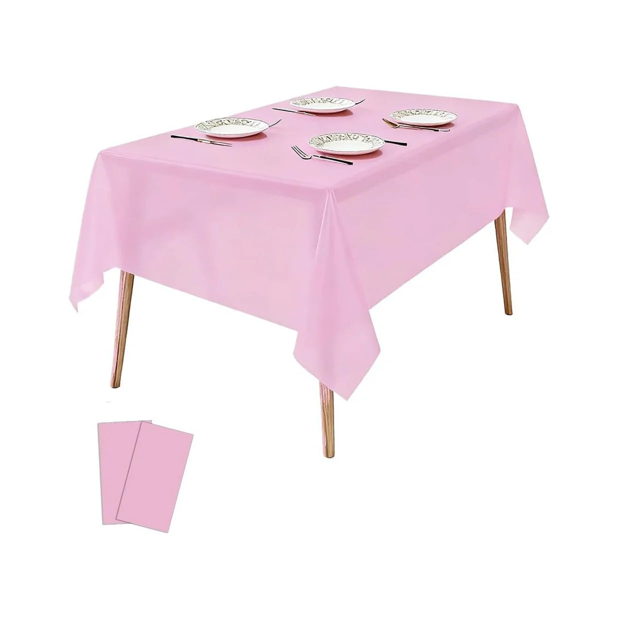 2 Pack Plastic Tablecloths Disposable Plastic Table Covers Cloths BBQ Picnic Birthday Wedding Parties Tablecloth Oil-Proof Waterproof Table Cloth Light Weight Thin Pink Cover 54 X 108 In