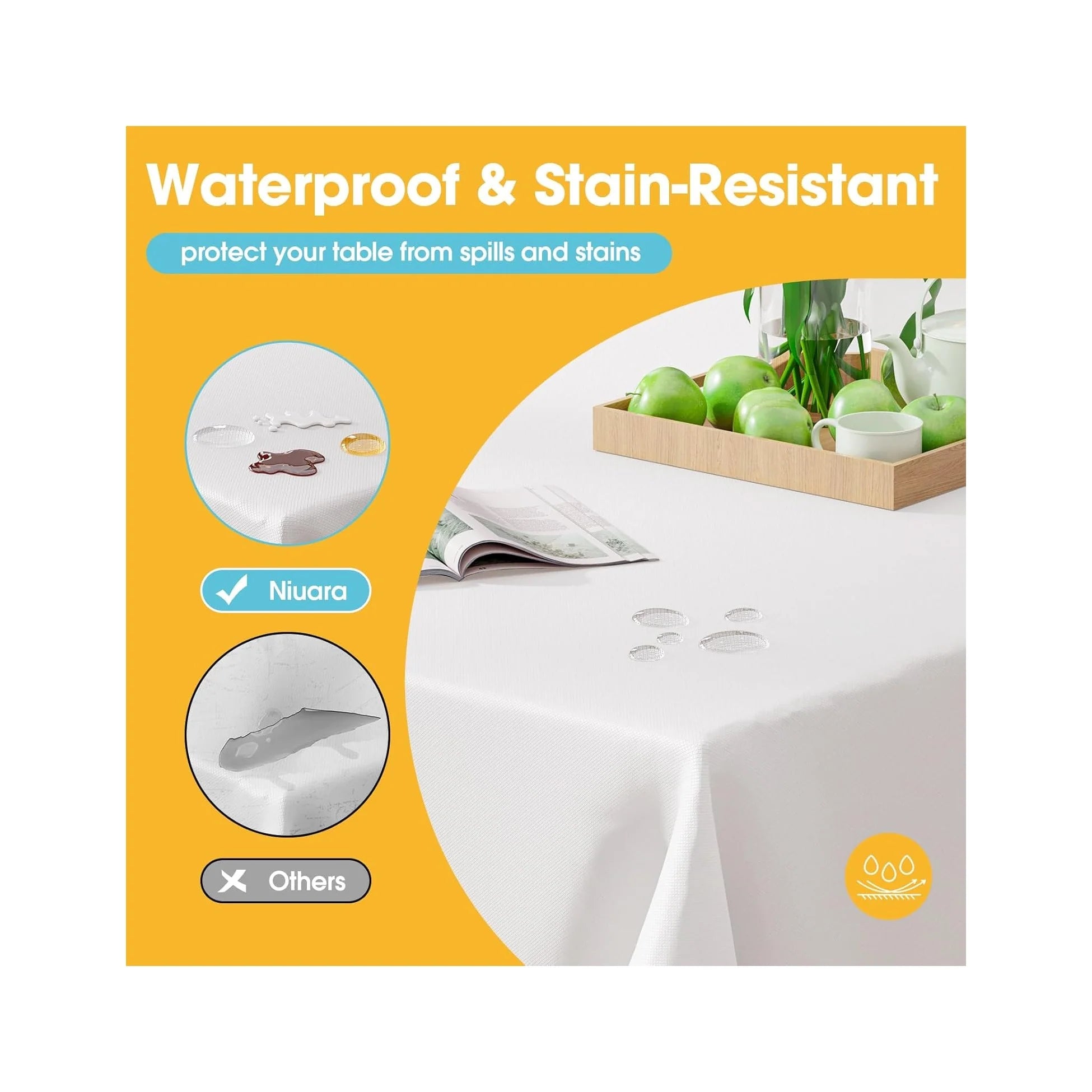 White Plastic Table Cloth - 4 Pack 54" × 108" Rectangle Disposable Tablecloths for 6FT Tables, Table Cover for Party, Holiday & Gathering Use