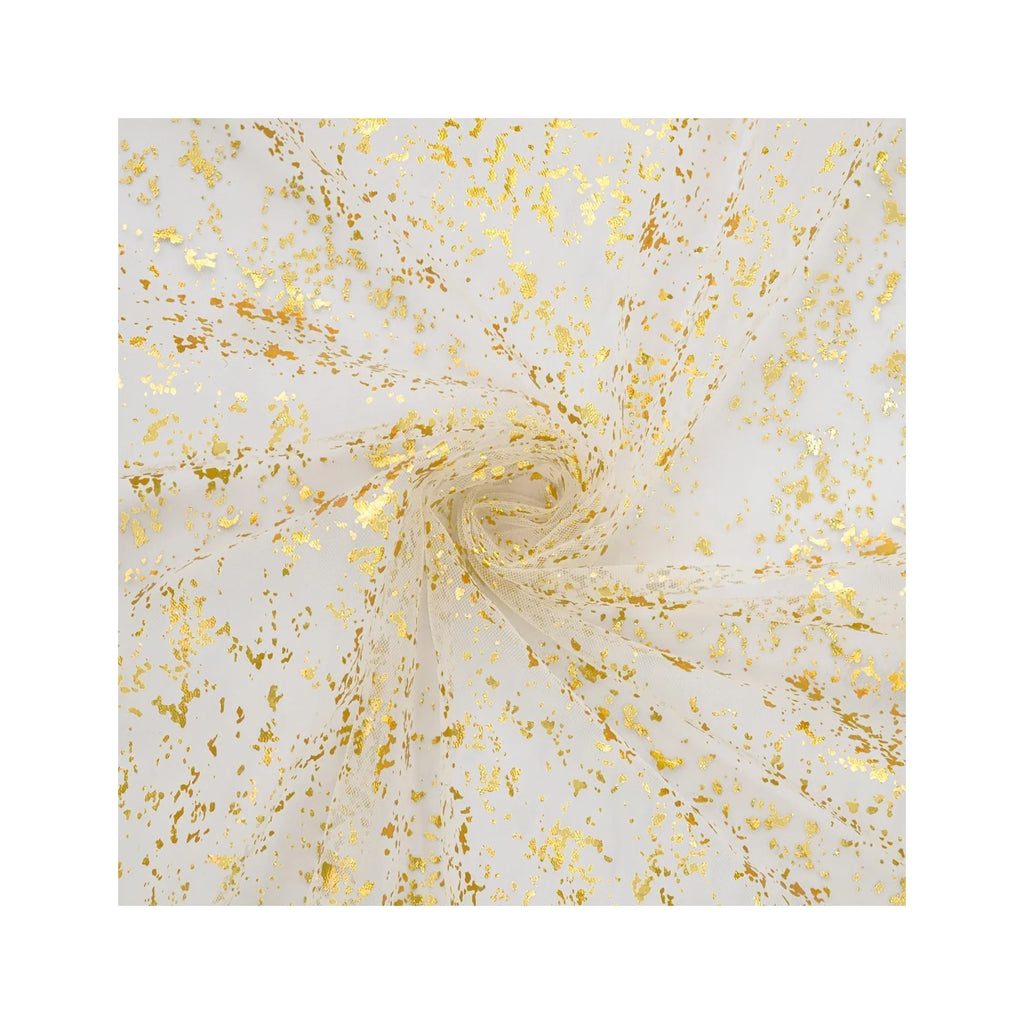 Beige Gold Gauze Table Runner 120 Inch 10FT, Glitter Metallic Foil Sheer Dining Wedding Anniversary Holiday Birthday Table Decor for Home Party
