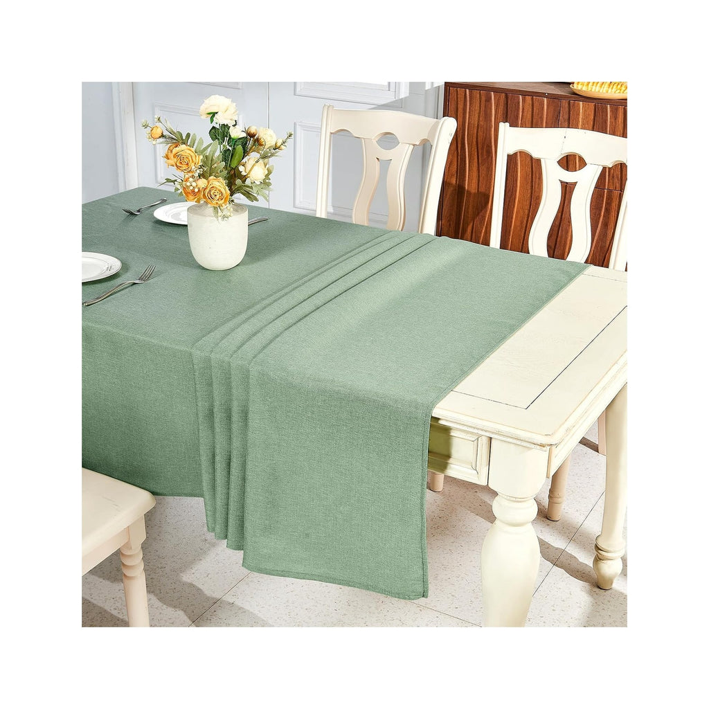 Textured Linen Table Cloth for Rectangle Tables - Sage Green Tablecloths Rectangular Waterproof Wrinkle Free Wipeable Dining Table Cover for Spring Easter Decor Wedding Birthday, 52 X 70 Inch