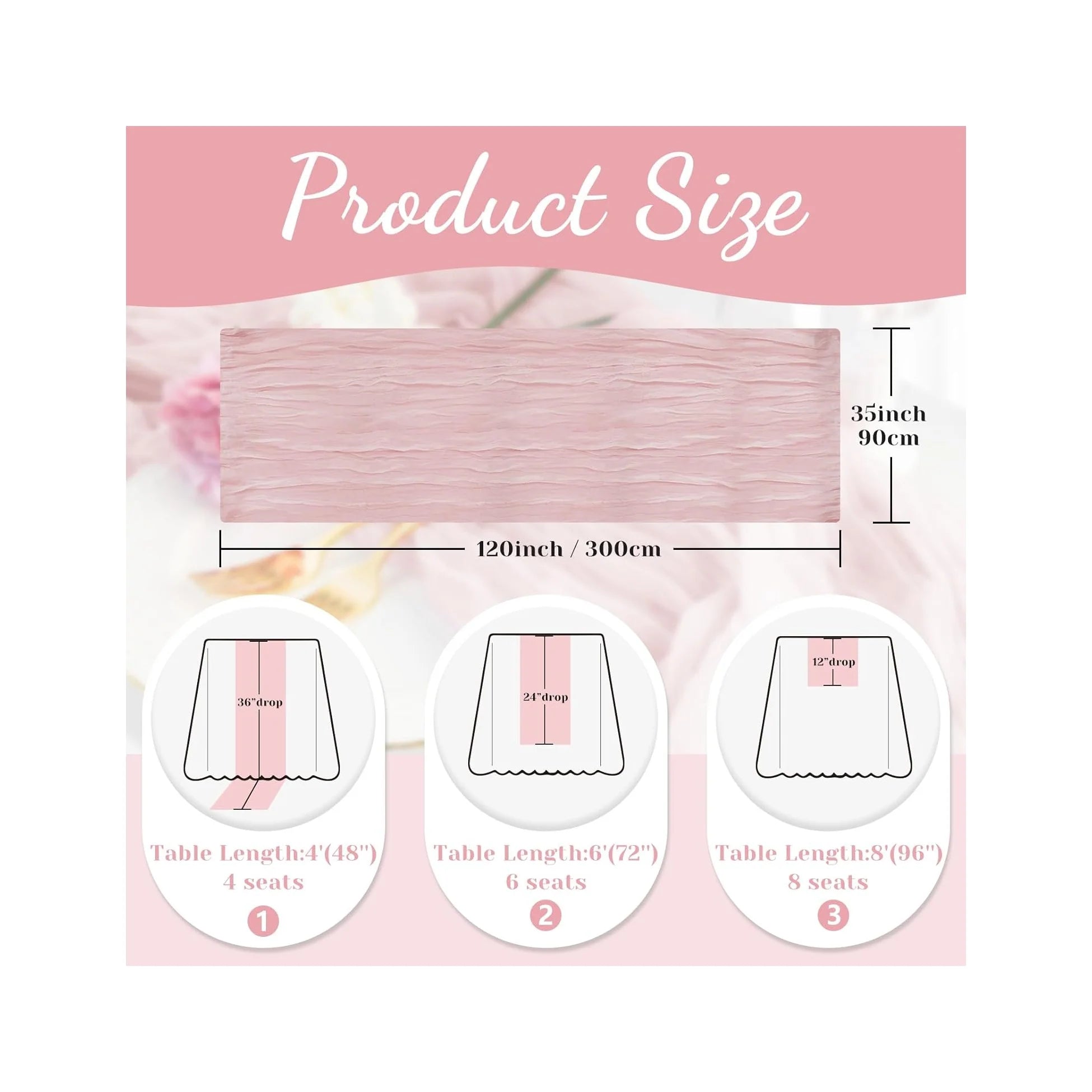 Pink Table Runner, 10 Ft Spring Table Runner, Gauze Rustic Cheesecloth Table Runners for Wedding, Party, Baby & Bridal Shower, 120 in Boho Table Runners for Easter, Mother'S Day
