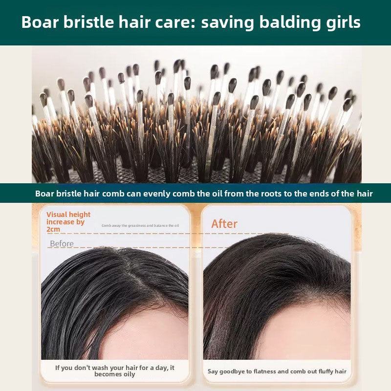 Natural Boar Bristle Wooden Hair Massage Comb