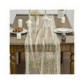Beige Gold Gauze Table Runner 120 Inch 10FT, Glitter Metallic Foil Sheer Dining Wedding Anniversary Holiday Birthday Table Decor for Home Party