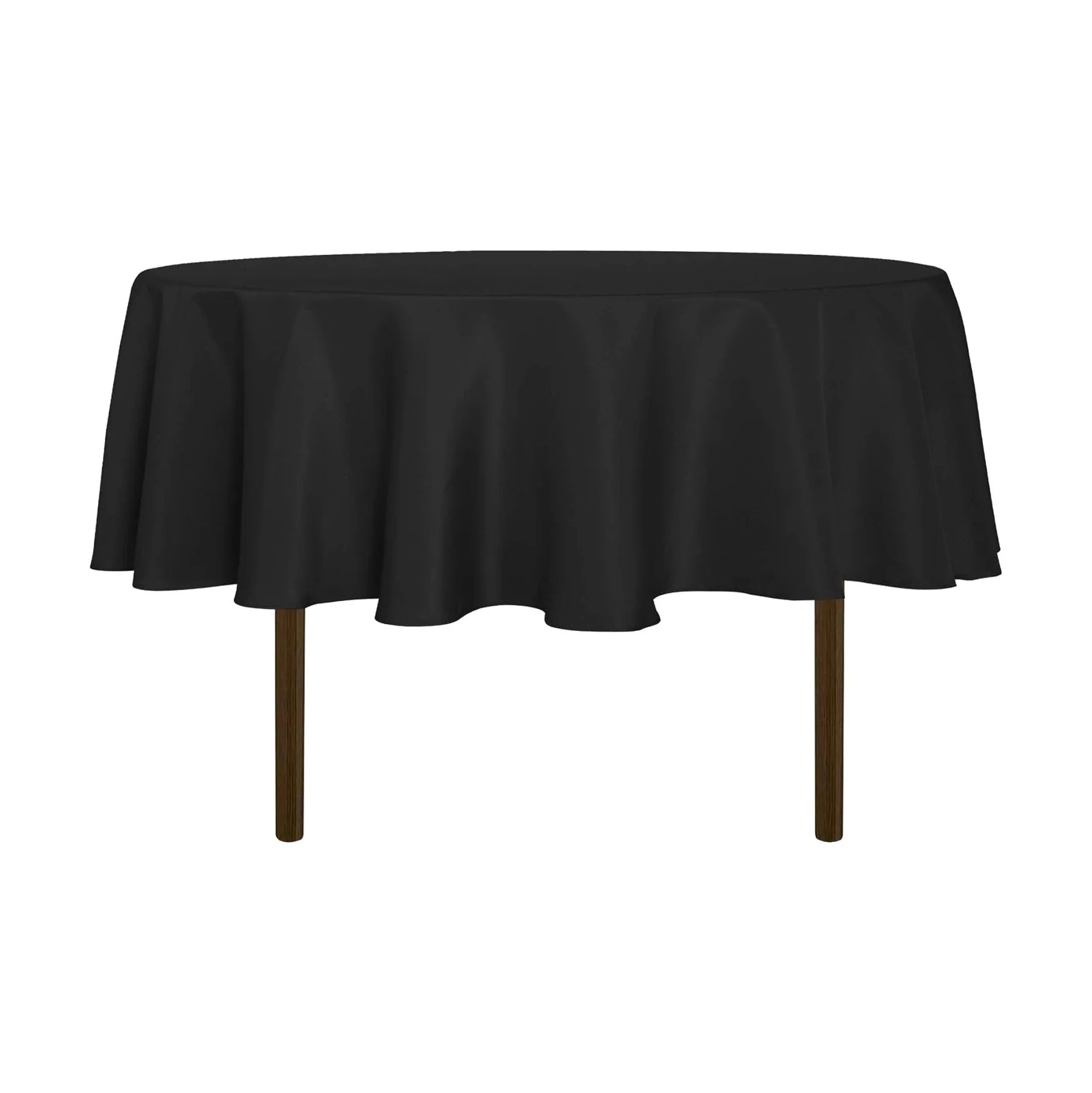 Round Tablecloth - 60 Inch (Fits 20-48 Inch Tables), Water Resistant Spill Proof Washable Polyester Table Cloth Decorative Fabric Table Cover for Dining, Buffet Parties and Camping, Black